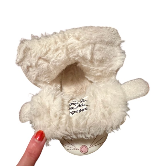Jack & Lily white fleece lined bunny boots w/ rubber sole. 18-24m, 6.5. - Picture 8 of 12